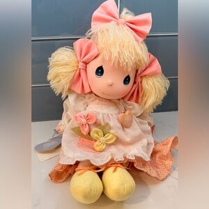 Precious Moments Pink-Bowed Floral Applique Plush Doll- Heather